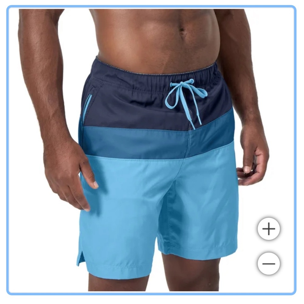 Speedo Men's Navy and Light Blue Swim Trunks